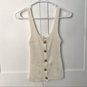 American Eagle Ribbed Button-Down Sweater Tank, S